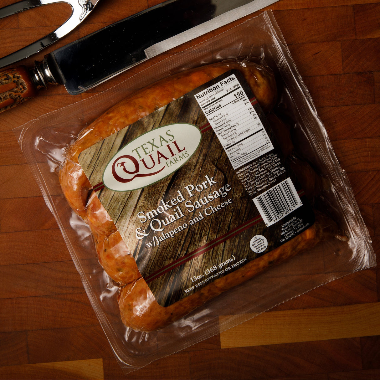 Smoked Pork and Quail Sausage with Jalapeno and Cheese
